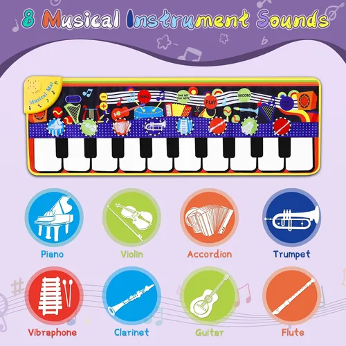 Vista 3 de Alfombrilla de piano musical para niños pequeños – 28 sonidos musicales de suelo, piano teclado, danza, juguete y regalo para niños de 1 a 5 años