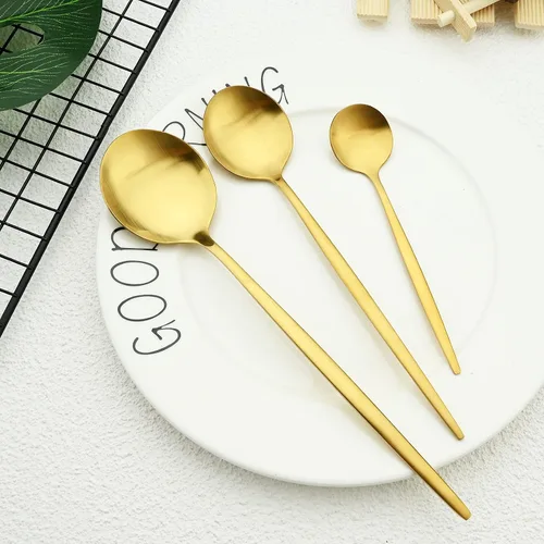 Vista 7 de Juego de cubiertos de acero inoxidable de 36 piezas con acabado satinado y mango plano, juego de utensilios de cocina para 6, incluye cuchara