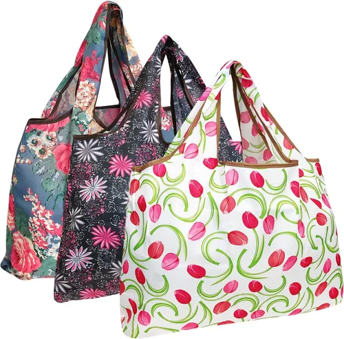 Vista 11 de allydrew Bolsas de compras reutilizables de nylon grandes ecológicas (juego de 3)