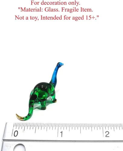 Vista 4 de Mini arte de vidrio soplado hecho a mano de 2.5 pulgadas, figura jurásica de dinosaurio brontosaurio, cosas geniales, animales en miniatura
