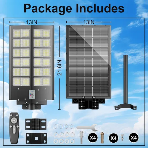 Vista 9 de Ilumina tu espacio al aire libre con luces solares de 300 W para exteriores - Libera 3000 lúmenes de energía solar