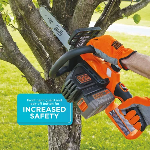 Vista 5 de Motosierra inalámbrica Black & Decker de 40 voltios, Incluye batería de 40V, Negro