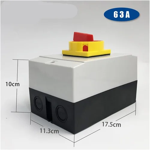 Vista 2 de YMD11-63D ON-Off Interruptor de desconexión aislador de dos posiciones 63A 3P candado Cam Cambio con caja impermeable IP65 (base negra 3P)