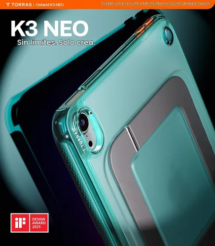 Vista 7 de TORRAS Funda K3 Neo para iPad mini 7 (A17 Pro)/6 con soporte, Glacier Glaciar Sprint