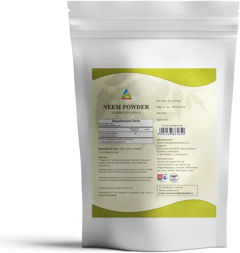 Vista 2 de HERBAL HILLS Polvo de Neem Azadirachta Indica Pure Neem Hoja/Hojas Polvo 16 Oz