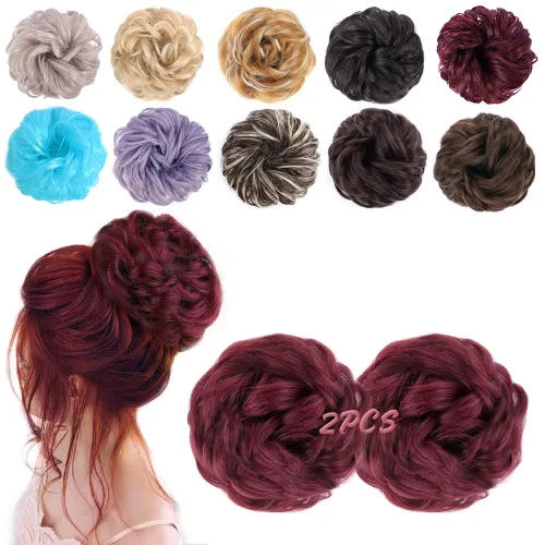Vista 21 de MORICA Moño desordenado, extensiones de moño sintético para mujeres (rubio beige ceniza)