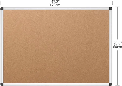 Vista 2 de VIZ-PRO Tablero de anuncios de corcho, 48 X 24 pulgadas, marco de aluminio plateado