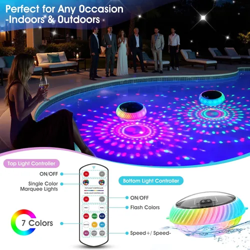 Vista 7 de Goallim Luces Solares Flotantes para Piscina, 7.6 Pulgadas RGB Superior e Inferior que Cambian de Color, Luces Solares para Piscina que Flotan