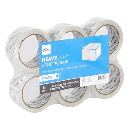 Vista 2 de Office Depot Cinta de envío, resistente, 1.89 pulgadas x 43.7 yardas, transparente, paquete de 6, 0M01199