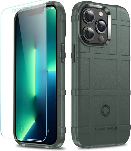 Vista 28 de Funda para iPhone 13, Rugged Shield 8 pies a prueba de caídas TPU Armadura gruesa Funda protectora táctica compatible con iPhone 13 (6.1 pulgadas)