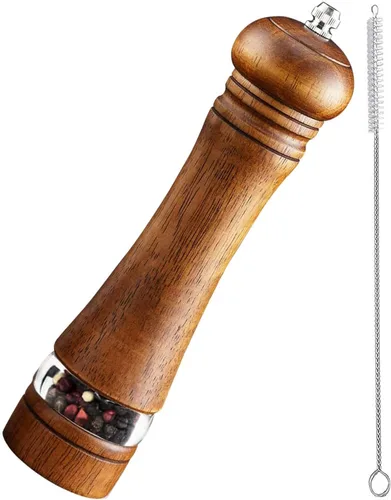 Vista 6 de Molinillo de sal de madera de 6 pulgadas, molinillo de pimienta manual recargable, grosor ajustable, molinillo de sal y pimienta, fácil de limpiar