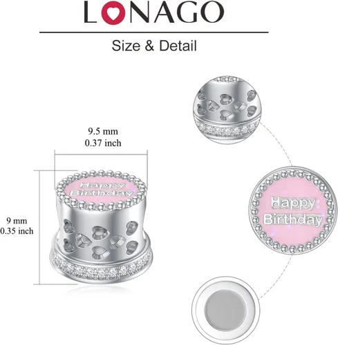 Vista 5 de LONAGO Abalorio de plata de ley 925 con diseño de mariposa y pavo real para mujer