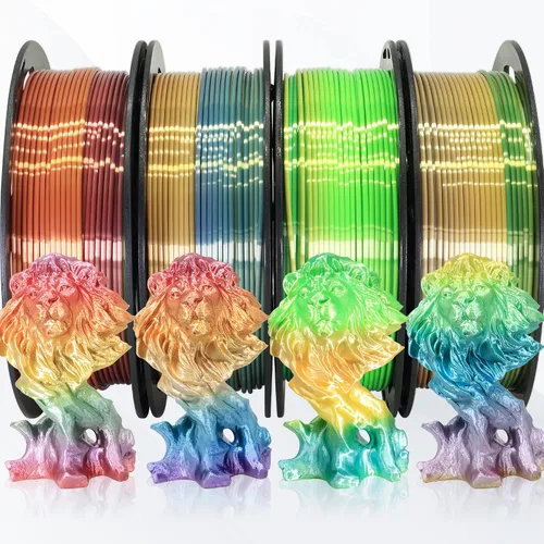 Vista 23 de Bblife - Filamento PLA multicolor de arcoíris, brillante, cambia rápidamente de color y tiene un efecto sedoso, material para impresión 3D, 2.2