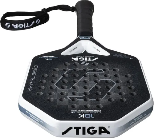 Vista 4 de STIGA Raqueta de pádel 18K Cybershape, hoja de fibra de carbono, hoja media defensiva para jugadores controlados de alta velocidad avanzados