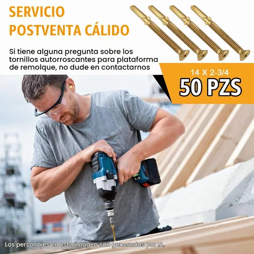 Vista 7 de Tornillos para cubierta de remolque #14x2-3/4, escariador Tek Torx/cabeza de estrella autoperforantes de madera a metal, tornillos autorroscantes