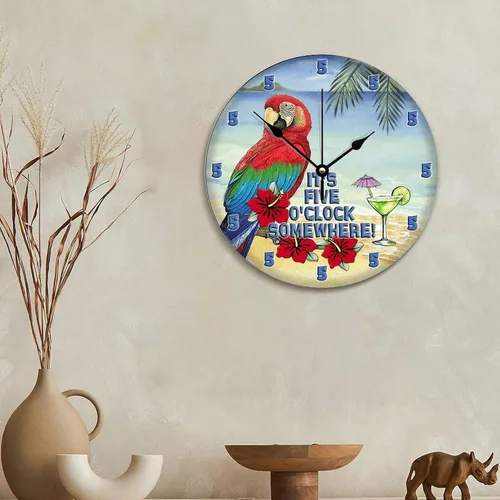 Vista 6 de ArogGeld Reloj de pared de regalo de jubilación Its 5 O CLOCK Somewhere Wood 10 Silent Non-Ticking Quartz funciona con pilas para sala de estar