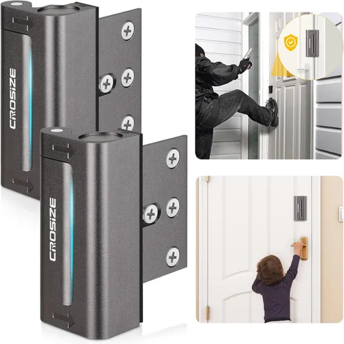 Vista 7 de Cerradura de seguridad para puertas del hogar, cerradura de refuerzo de metal mejorada, cerradura de seguridad para puertas de 3 pulgadas que