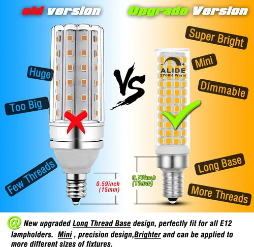 Vista 3 de ALIDE - Bombillas LED E12 de 100 W, equivalentes a 100 W, C7,2700 K cálidas