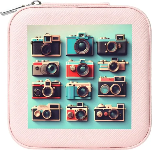 Vista 8 de Retro Cool Camera Collection Print Portable Square Jewelry Box Storage Case For Rings Earrings Bracelets Travel Gift