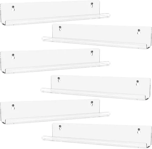 Vista 6 de Soporte para discos de vinilo acrílico de 7 pulgadas, soporte transparente para álbum de pared de CD, estantes flotantes invisibles para discos