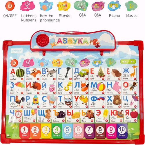 Vista 3 de Póster del alfabeto ruso para niños, aprender palabras y pronunciar vocabulario en ruso, materiales educativos rusos para niños pequeños, libros