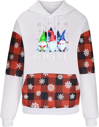 Vista 3 de SHAOBGE Women Casual Hoodie Dress Women's Christmas Print Long Sleeve Hooded Sweatshirt Long Zip up Sweatshirt