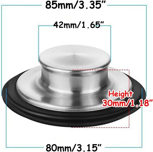 Vista 2 de Paquete de 2 tapones para fregadero de cocina para eliminación de basura, tapón de acero inoxidable para eliminación de basura que se adapta a