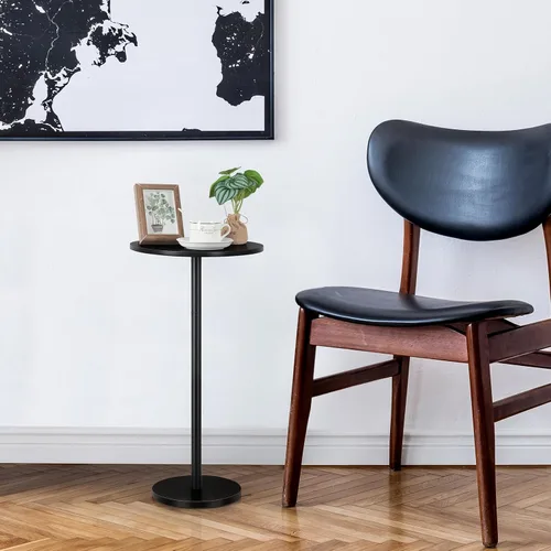 Vista 7 de Vrisa Mesa de bebida para espacios pequeños, pedestal redondo, pequeña y moderna, mesa auxiliar de Martini para sala de estar, dormitorio, sofá