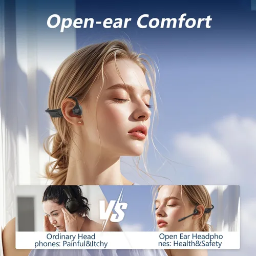 Vista 2 de BANIGIPA Auriculares Bluetooth con micrófono, auriculares de oído abierto, inalámbricos Bluetooth con cancelación de ruido para computadora