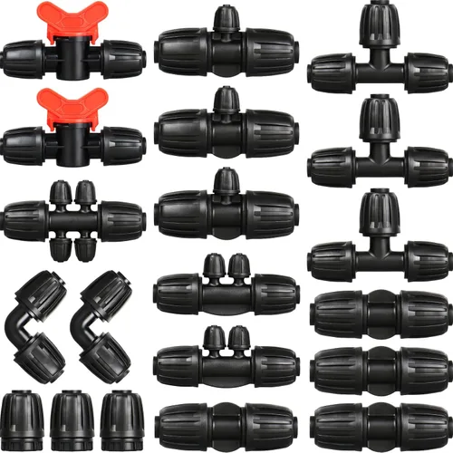 Vista 10 de 12 piezas de accesorios de riego por goteo para tubo de 1/2 pulgada a 1/4 pulgadas, camiseta reductora de tubería de 1/2 a 1/4 pulgadas, línea