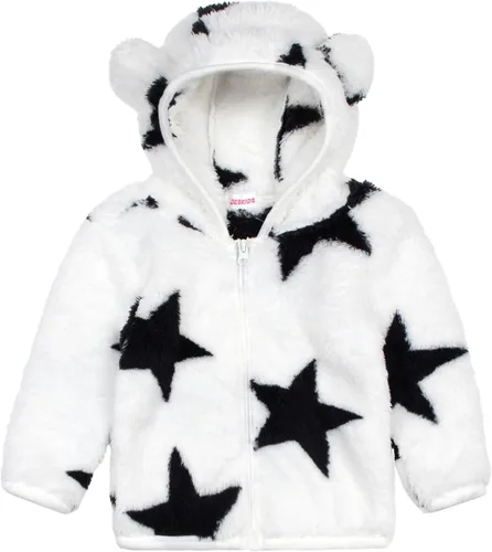 Vista 33 de Chaqueta con capucha de forro polar con cremallera para niñas y niños pequeños, abrigo de osito cálido de invierno Negro
