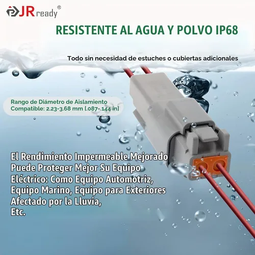 Vista 4 de Kit de conectores Deutsch JRready IP68 impermeable - 1 juego de conectores DT de 2, 3, 4, 6, 8 y 12 pines con contactos sólidos de tamaño 16