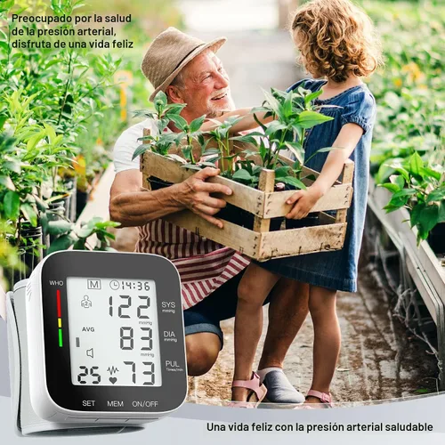 Vista 7 de Monitor de presión arterial de muñeca automático, pantalla LCD grande, brazalete de muñeca ajustable, memoria de lectura automática dual 99, máquina