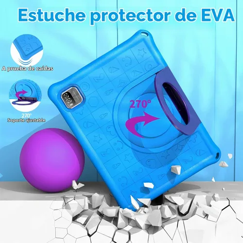 Vista 6 de Tablet infantil de 10 pulgadas con funda, tableta Android 15 de 10 pulgadas para edades de 3 a 12 años, 6 GB de RAM 64 GB de ROM, control parental