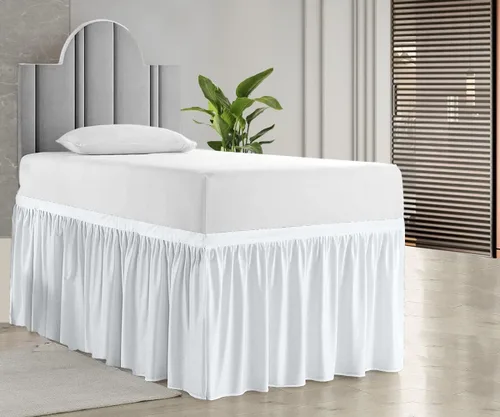 Vista 19 de Falda de cama de calidad de hotel de 800 hilos, 100% algodón con volantes, tamaño de 30 pulgadas, suave, extra larga, elástica, para dormitorio
