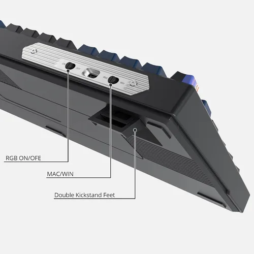 Vista 4 de Fogruaden Teclado mecánico azul cremoso con almohadilla numérica, teclado RGB para juegos intercambiable en caliente, diseño completo de 98 teclas