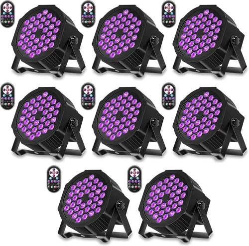 Vista 9 de U`King Luces negras para fiesta brillante, 72 W, UV, 36 LED, luz negra que brilla en la oscuridad, luz negra estroboscópica con control remoto DMX
