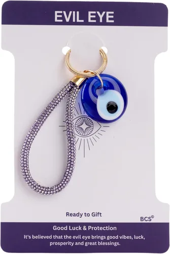 Vista 7 de BCS Evil Eye Keychain Bag Charm - Good Luck & Protection Amulet - Car Keyring Purse Accessories for Women