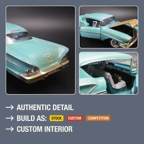 Vista 3 de AMT 1958 Chevy Impala Hardtop Ala Impala 1:25 Kit de modelo a escala 1:25