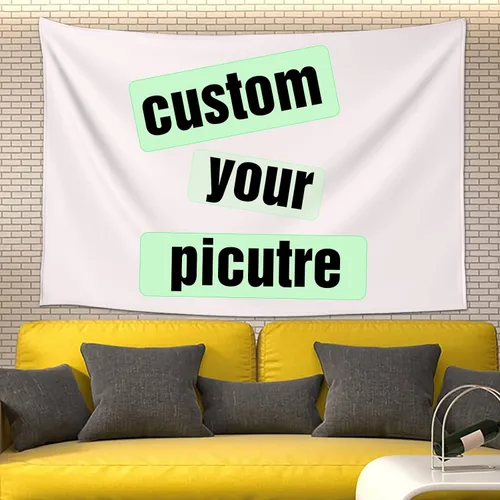 Vista 10 de Tapiz personalizado para cargar imágenes, diseño personalizado con foto/logotipo/texto, para colgar en la pared para bodas, festivales, cumpleaños
