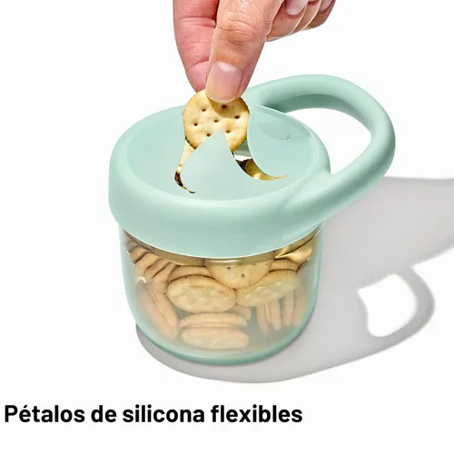 Vista 2 de OXO Tot Taza de aperitivos con tapa, 2 unidades, ópalo y flor
