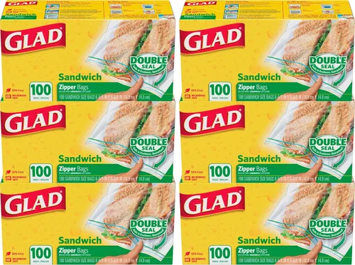Vista 7 de Glad Bolsas de sándwich con cremallera para almacenamiento de alimentos, 100 unidades (el embalaje puede variar)