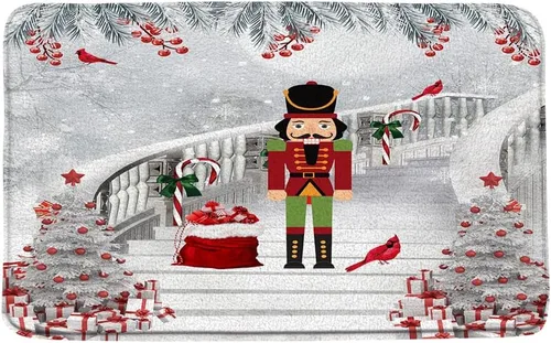 Vista 7 de GCTNBJL Juego de 3 alfombrillas de baño para árbol de Navidad, diseño de copo de nieve, rojo, gris, dibujos animados, invierno, vacaciones, baño