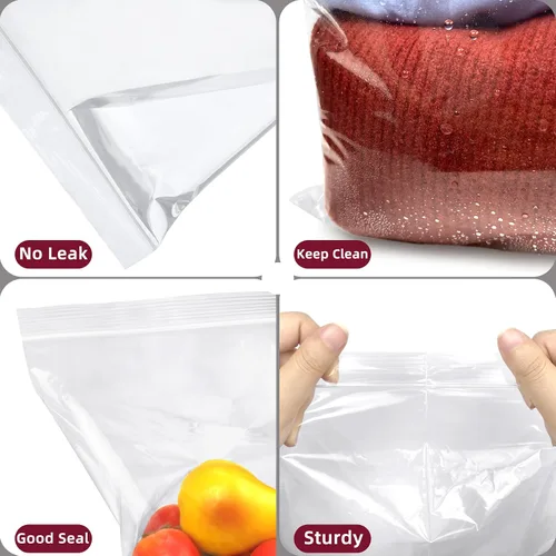 Vista 3 de Bolsas de almacenamiento con cierre de cremallera de plástico Yotelab de 3.5 galones, Bolsas de almacenamiento transparentes reutilizables de 16x19