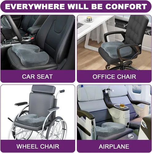Vista 6 de Cojín de asiento de espuma viscoelástica de gel: Cojines ergonómicos ortopédicos de cuña para aliviar el dolor de espalda lumbar y coxis y ciática