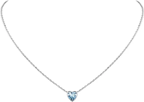 Vista 26 de Suplight 925 Sterling Silver Heart/Round Birthstone Necklaces for Women 01. Enero (Garnet)