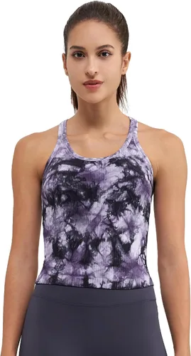 Vista 18 de sphinx cat - Camiseta corta de entrenamiento para mujer, camiseta sin mangas, acanalada, con espalda cruzada y brasier integrado
