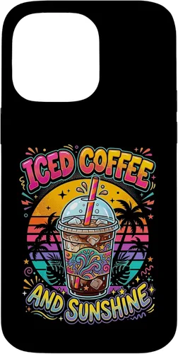 Vista 21 de Iced Coffee Sunshine Palm Trees Retro Summer Drink Case for iPhone 17