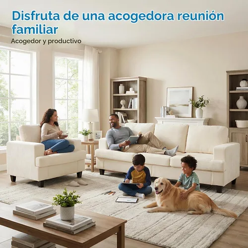 Vista 5 de Mjkone Juego de 2 piezas de sofás de sala de estar, sofás de 3 plazas de 82 pulgadas de ancho y juego de sofá y silla, juegos de muebles de sala