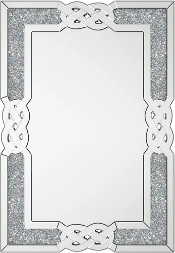 Vista 8 de Espejo de diamante triturado plateado: decoración rectangular de pared 35.4 x 23.6 pulgadas Espejo decorativo de lujo con espejo de cristal